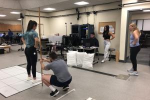 Graduate students working in the Motion Analysis Lab. 