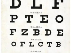 Snellen eye exam chart from the 1950s, courtesy aao.org 