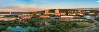 An aerial view of Ithaca College.
