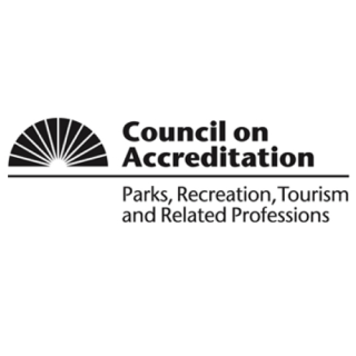 This is a logo containing the words Council on Accreditation, Parks, Recreation, Tourism and Related Professions on the right side.