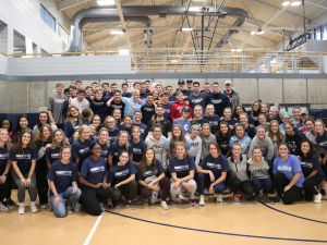 Student gathering in gym