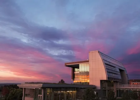 Ithaca College School of Business at sunset