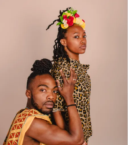 a man and a woman posing together