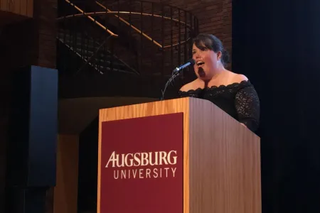 Chrissy Guest receiveing award for teaching