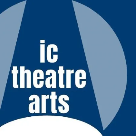IC Theatre Arts logo: blue and white background, white lettering.