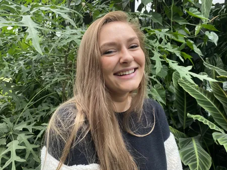 Person with long blonde hair