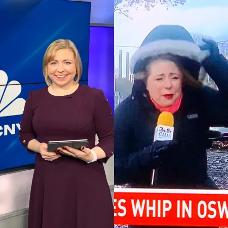 alumna Mary Kielar reporting on set and in the snow