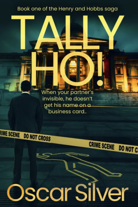 book cover with a crime scene