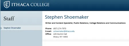 Screen capture of a staff profile. 