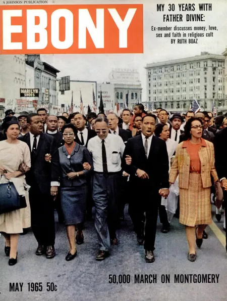 Civil rights leaders lock arms and lead a march in Montgomery