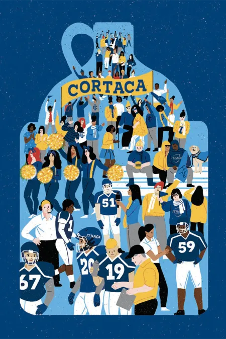 illustration of a football game inside a jug