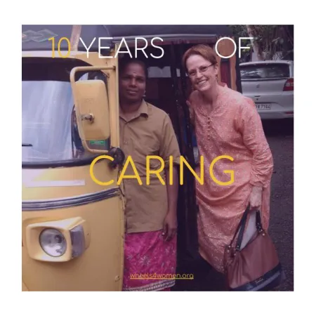 two women with an auto rickshaw