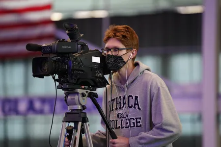 students operating camera 