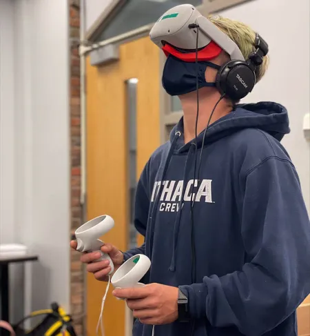 student using VR technology
