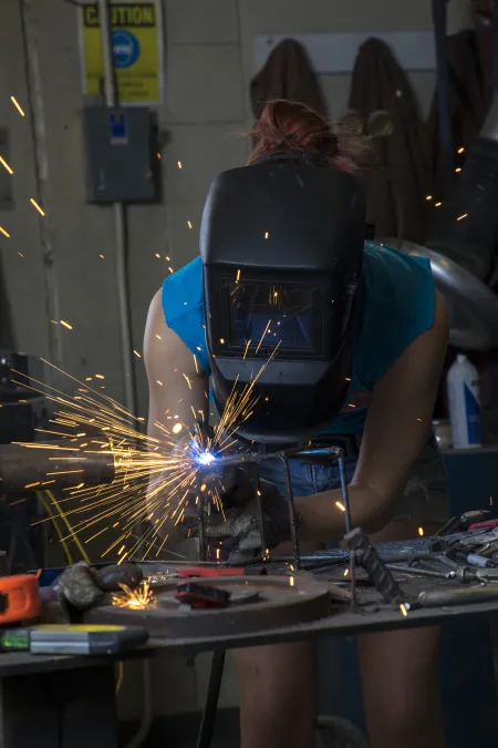 Girl welding
