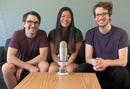 Gavin Berger ‘21, Leah Ettinger ‘21 and Chris Ashe ’21 sitting with their award in front of them