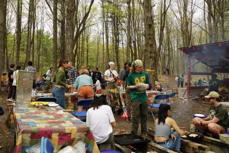 People at a sugar bush