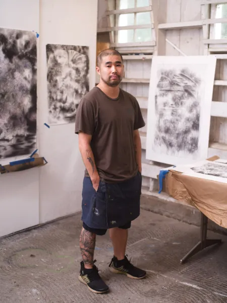 Andy in studio, at Wassaic Project Residency