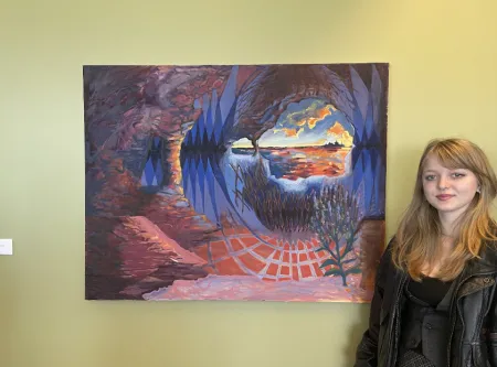 Student with painting