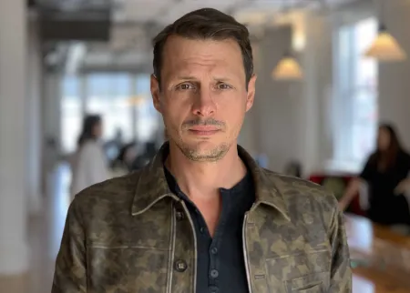 Man wearing a leather jacket