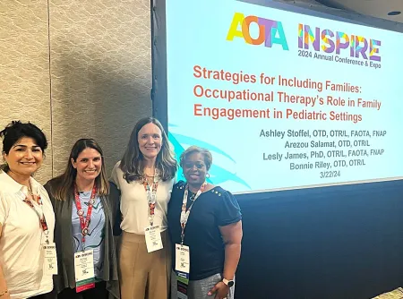Bonnie Riley and three colleagues at AOTA '25 presentation