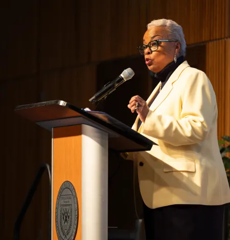 President Cornish at podium.