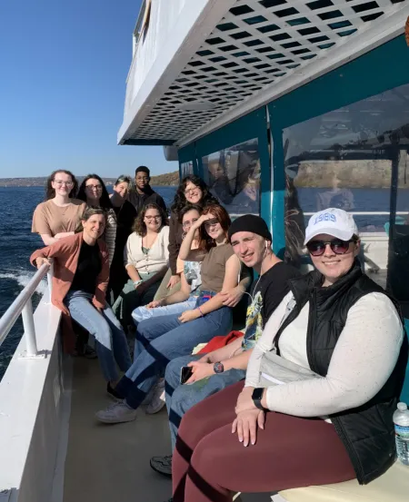 group of students on a boat