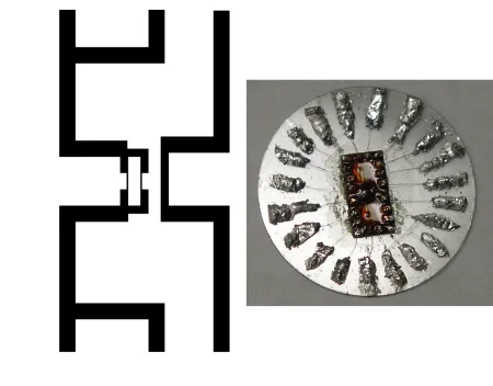 SQUID geometry and chip. Design and photo by Charlie Strehlow '09