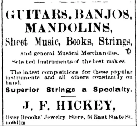 An old Ad for Hickey's Music Center