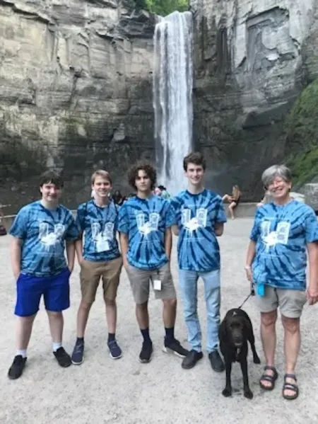 A picture of some institute participants and a professor at Taughannock Falls.
