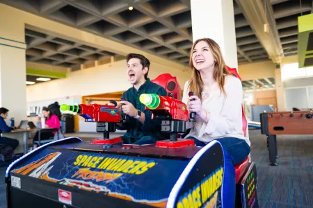 Group enjoying the Towers common areas.
