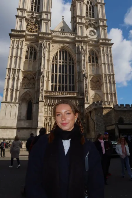 Emily in front of Cathedral