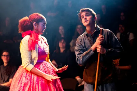 Students in a college play. 