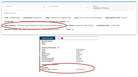 screenshots of Degreeworks and HomerConnect