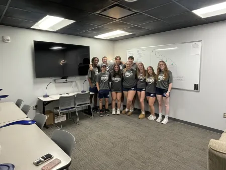 1st year AT students in the new lab gears with a new lounge space