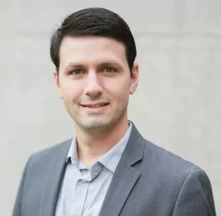 man with gray suit jacket