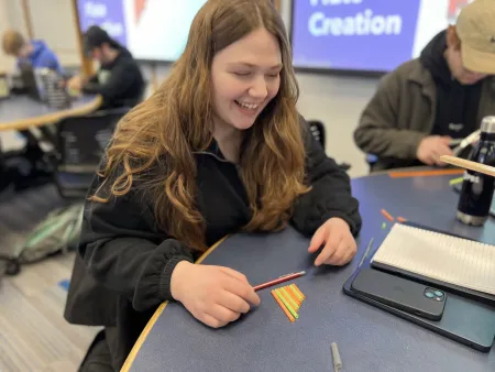 Students in physics of music calculated the lengths of pipe necessary to create specific pitches in a C major scale and created their own "pan flutes!"