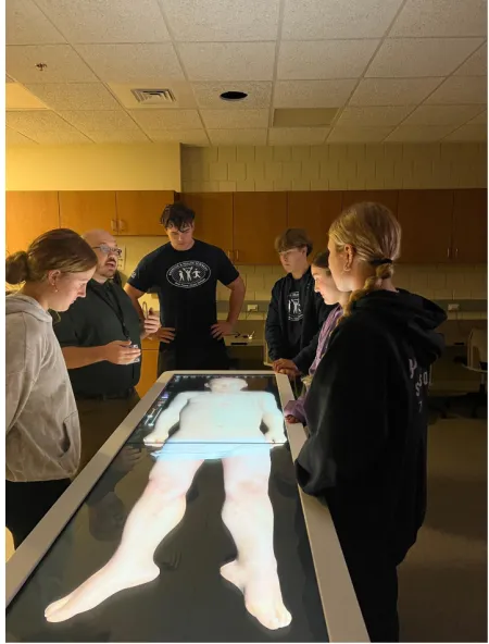 Students learning on the Anatomage 