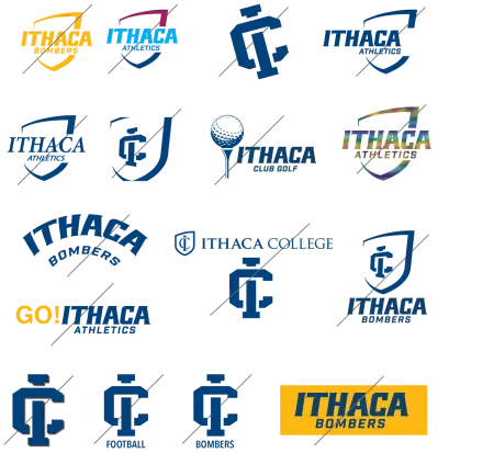Incorrect usage examples of Ithaca College Athletics Brand Standards