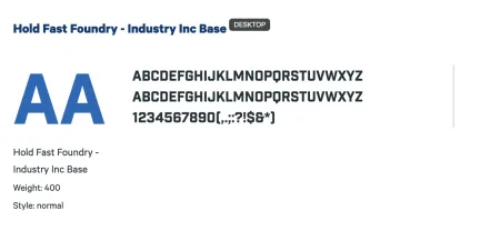 Examples of Industry Inc typeface