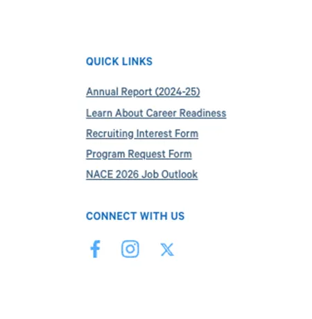 Example image of "Quick Links" and "Social Links" (connect with us) sections of the site.