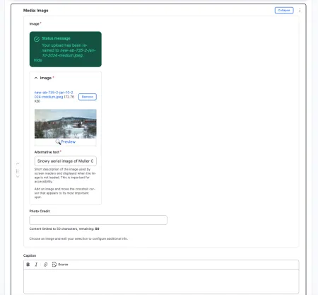 UI demo of uploading an image