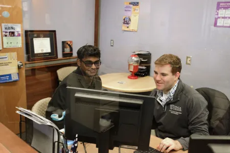 Alumni with career services employee