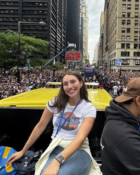 Kempner in the city she loves - NYC - on the street parade with the Knicks won the playoffs this year.