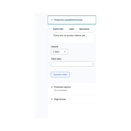 Example of the "Temporary Unpublished Access" user interface / functionality.