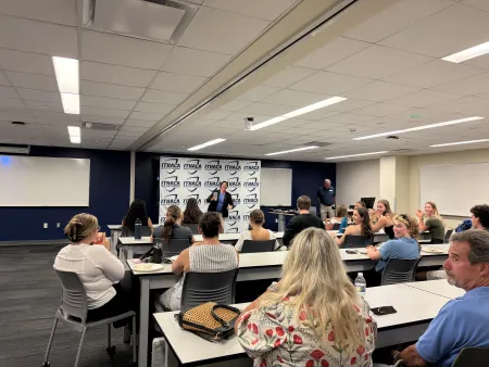 AT program direct, Dr. Jen McKeon welcoming students back on campus