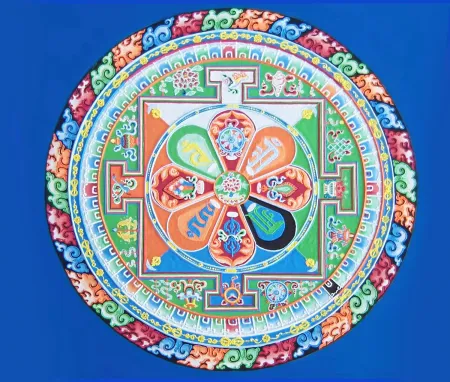Overhead view of the completed sand mandala in 2025.