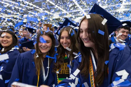 Students celebrating at Commencement