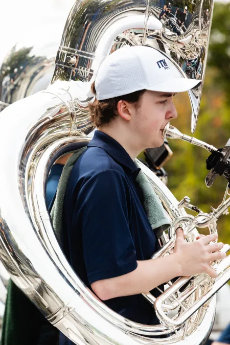 Student playing trombone