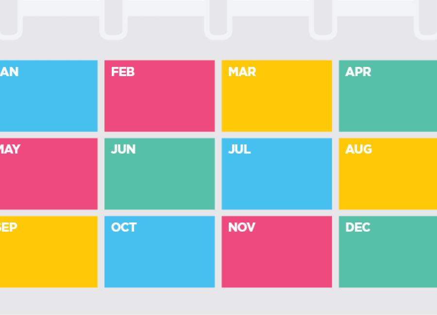 colorful calendar of months